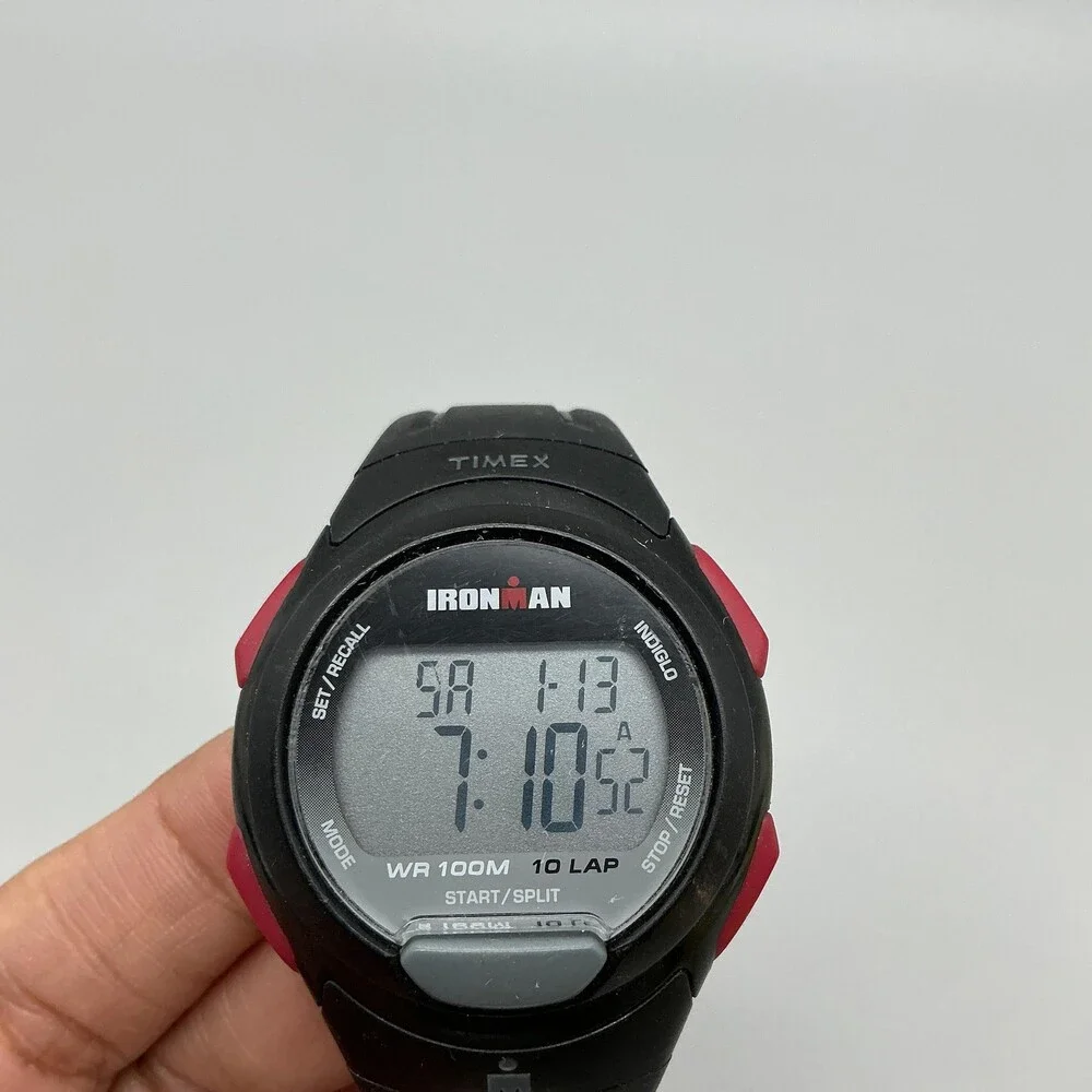 Timex Ironman WR 100M 10 Lap Mens Watch 40mm Digital Black Indiglo New Battery